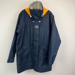 Tribord Designed‎ For The Sea Sailing Parka Jacket Mens Size M Navy Blue/Yellow